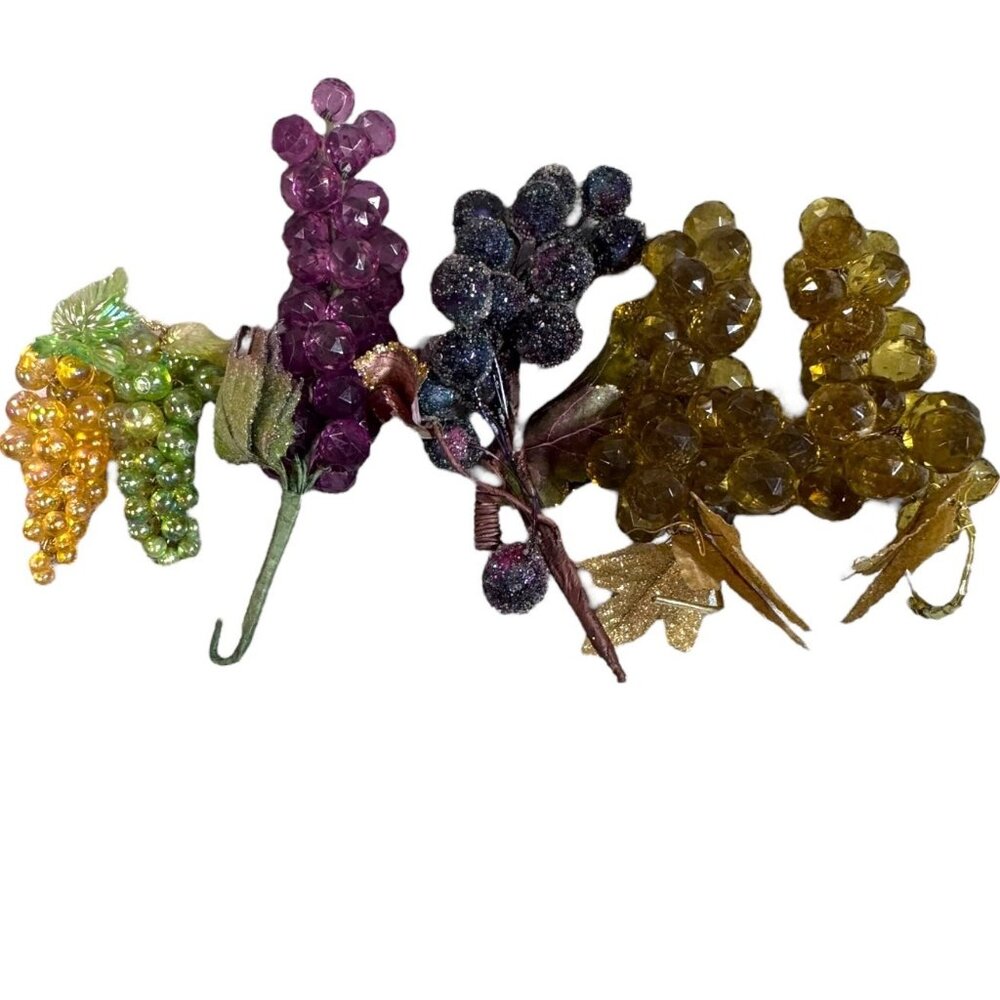 Large lot of Artificial Grape Cluster Fake Fruit Green Yellow Purple Lucite Set